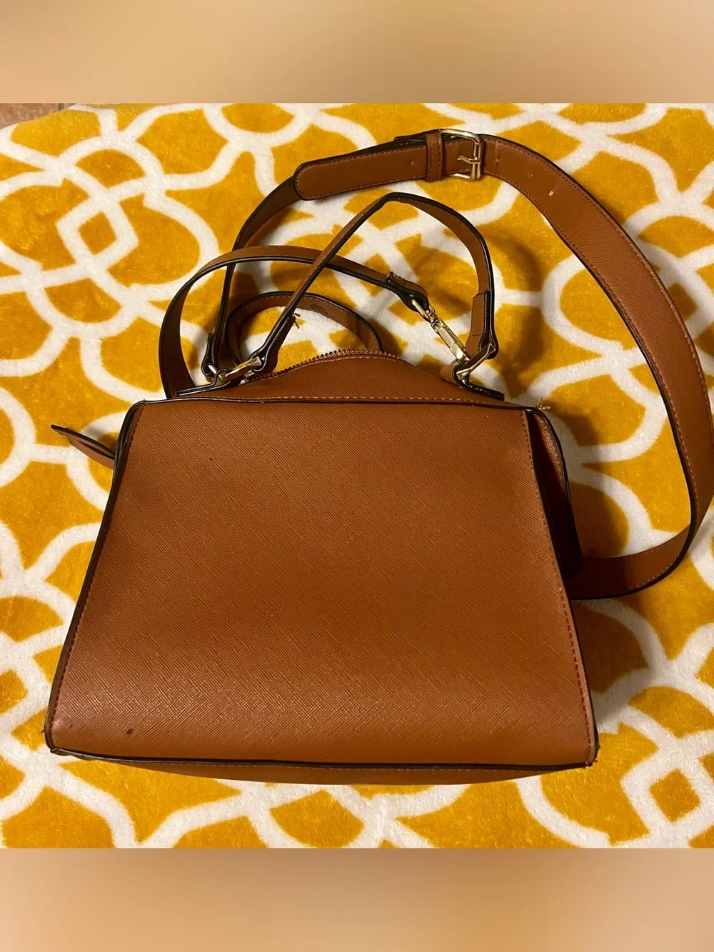 Steve Madden Brown Satchel Top Handle Zip Bag, Adjustable Detachable Strap